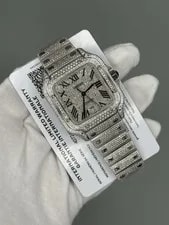 Cartier — Cartier Santos 40mm Large Model Steel Iced Out (Natural Diamonds) — Watch — resale