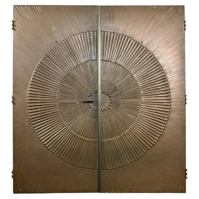 Kaylien Doors International — Monumental Kaylien Lustr-Metl Bronze Sunburst Double Doors, Circa 1970s — Furniture — resale