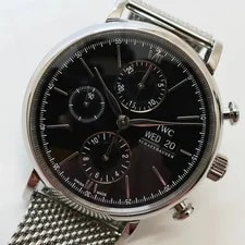 IWC Portofino Chronograph IW391010 Black Dial DAY Date SS Automatic 2
