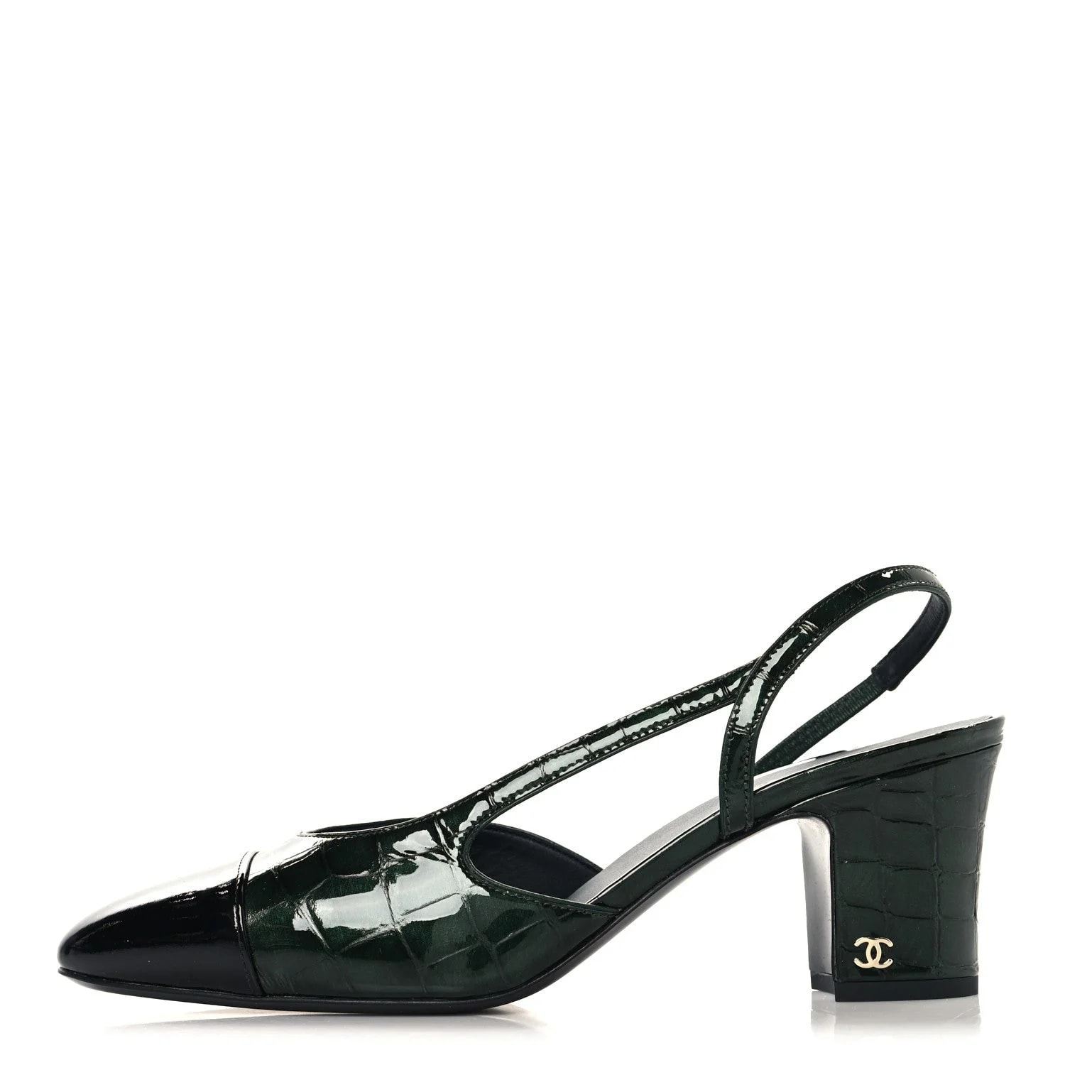 Embossed Cap Toe CC Slingback 36 37.5 Dark 40 Dark — Designer Shoe — resale