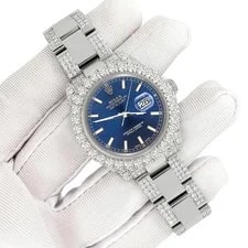 Rolex Datejust 31mm Custom Pave 7.2ct Diamond Blue Index 178240 Box/Apr 3