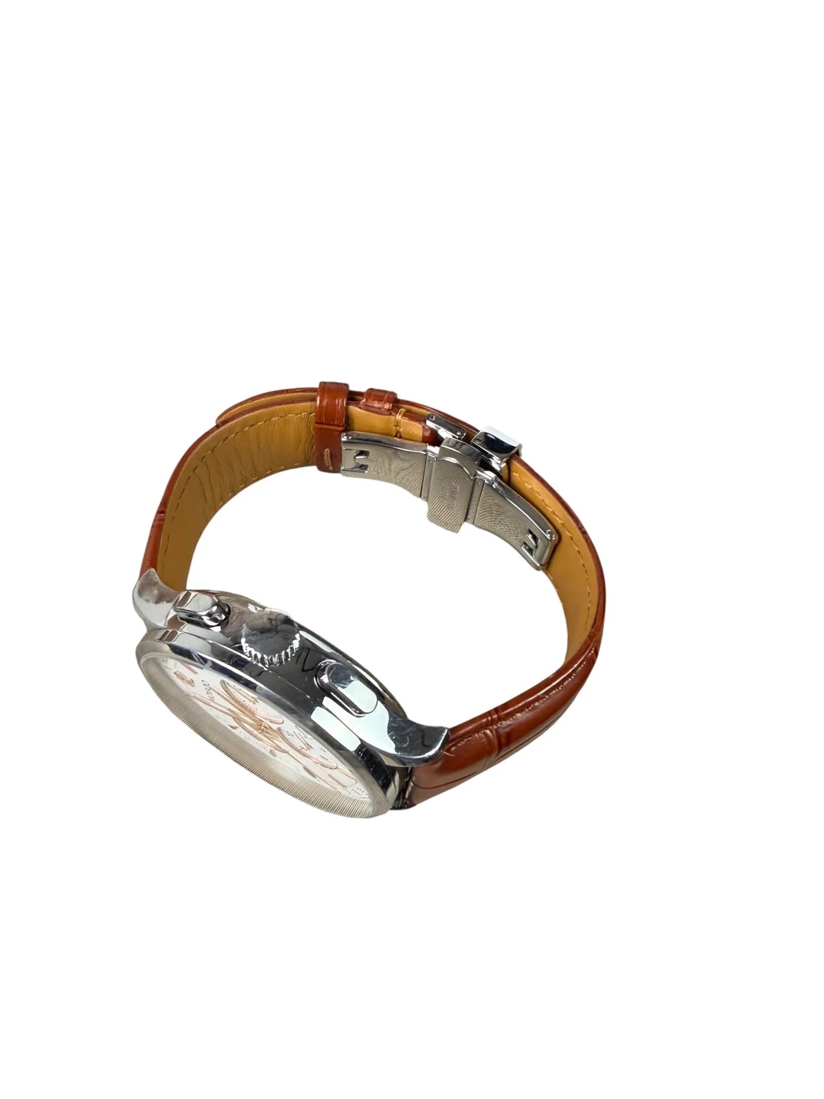Movado Circa Chronograph White Dial Leather Strap 4