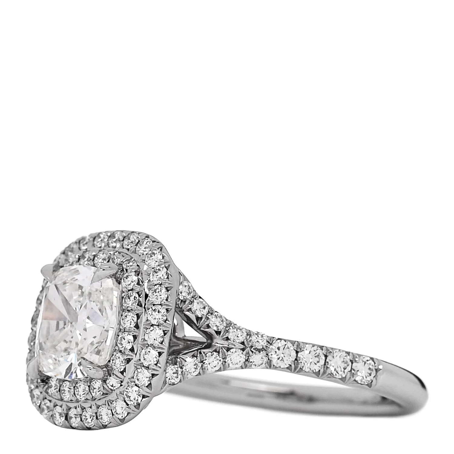1.11ct Soleste Cushion Cut Double Halo Engagement 49 4.75 3