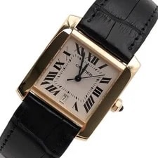 Cartier 18K Yellow Gold Tank Francaise Large Automatic Leather Band [P] 2