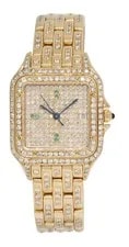 Cartier Panthere Large 18k Yellow Gold Pave Diamond/Emerald Quartz 883968 2