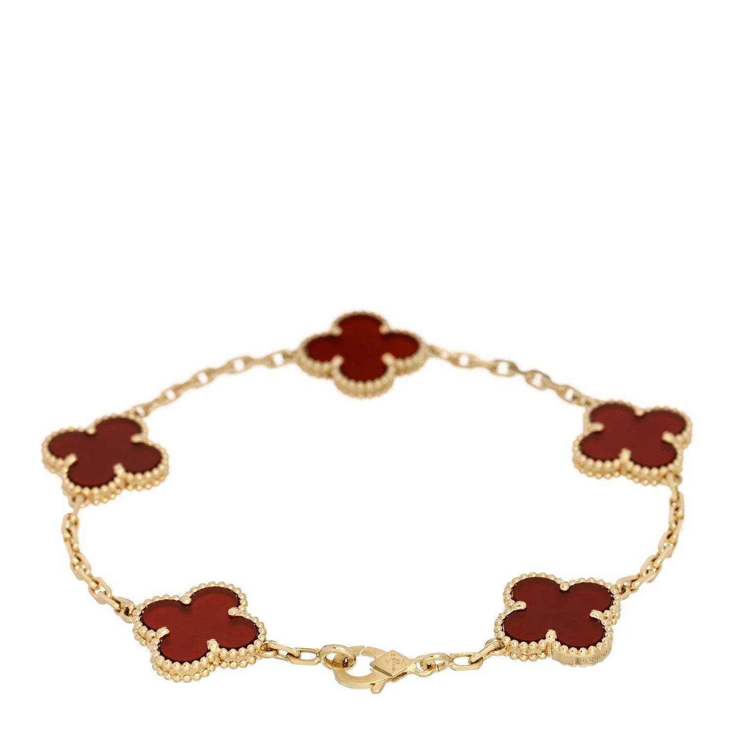 18K Rose Gold Carnelian 5 Motifs Guilloche Alhambra 2