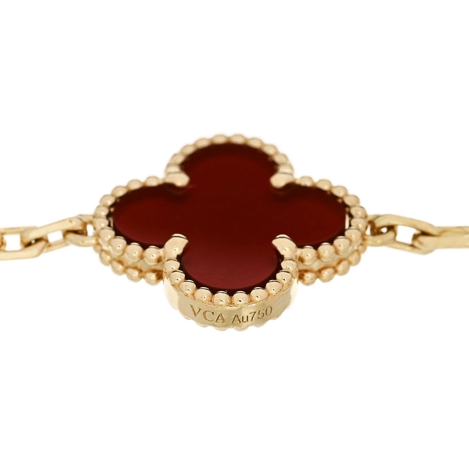 18K Rose Gold Carnelian 5 Motifs Guilloche Alhambra 4