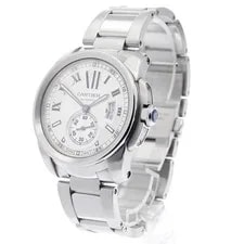 Cartier Calibre DE W7100015 42mm SS Silver Dial Automatic Date #C269 2