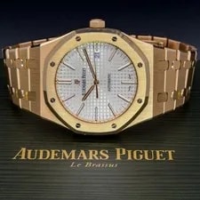 Audemars Piguet — Audemars Piguet Royal Oak 41mm Rose Gold White Dial 15400OR Full Set Box Papers — Watch — resale