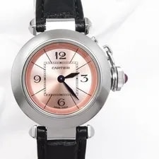 Cartier — Cartier Miss Pasha SS Pink Dial Leather Watches — Watch — resale