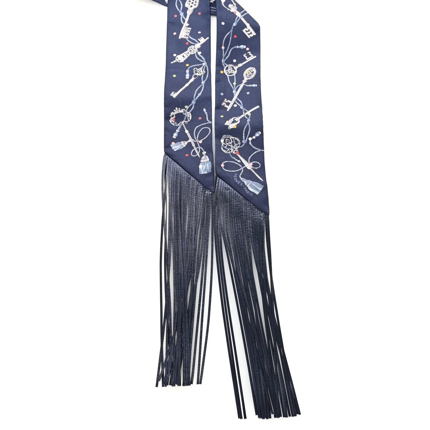 Metallic Agneau les Cles A Pois Fringed Twilly 2