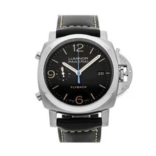 Panerai — Panerai Luminor 1950 3 Days Flyback Steel Auto 44mm Black Dial Strap PAM 524 — Watch — resale