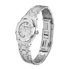 Audemars Piguet Royal Oak 23MM Silver Index Hour Markers Dial White Gold 2