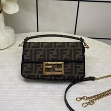 Fendi — Fendi Baguette Buckle Logo Pattern Magnetic Flap - Excellent #92M8T — Handbag — resale