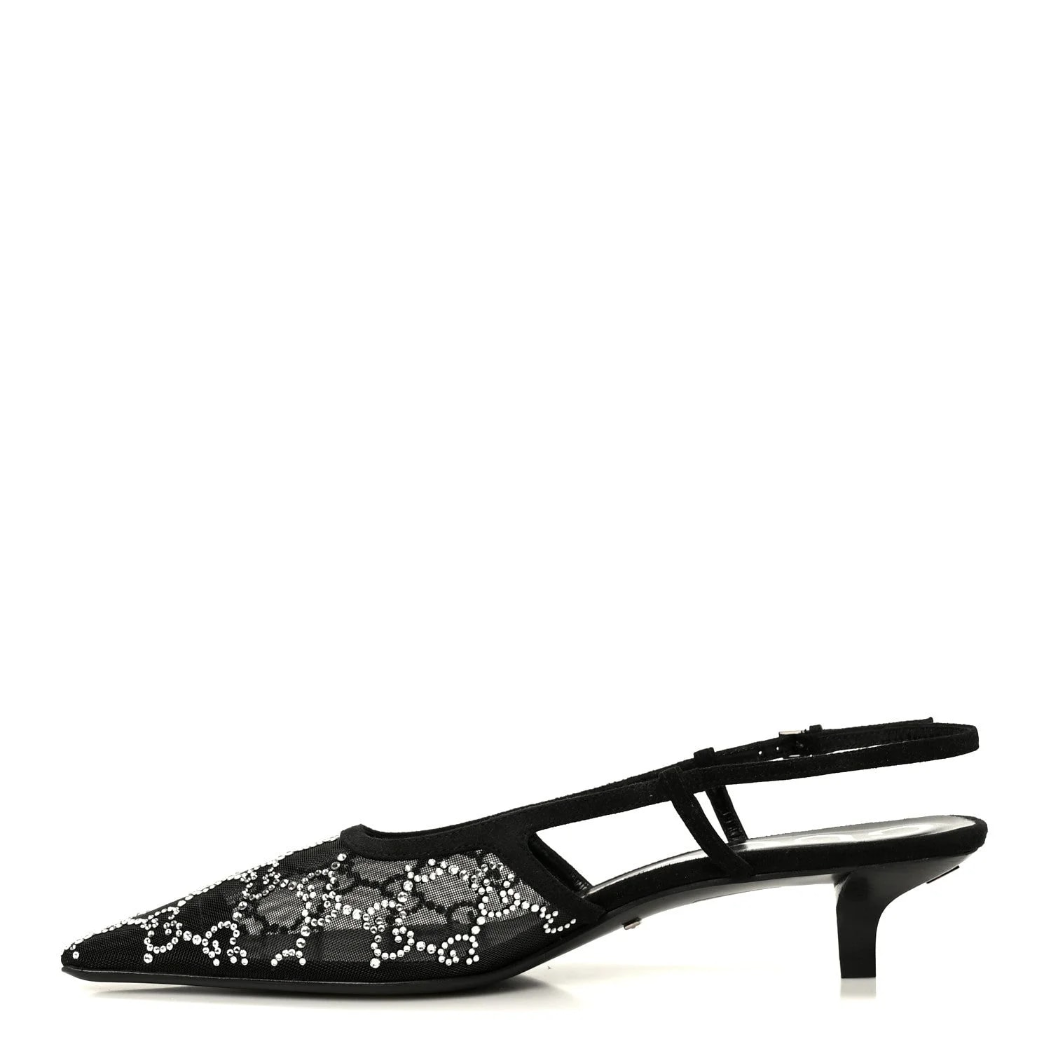 Gucci — Tela Retino Kid Scamosciato GG Square G 35mm Slingback 39 — Designer Shoe — resale