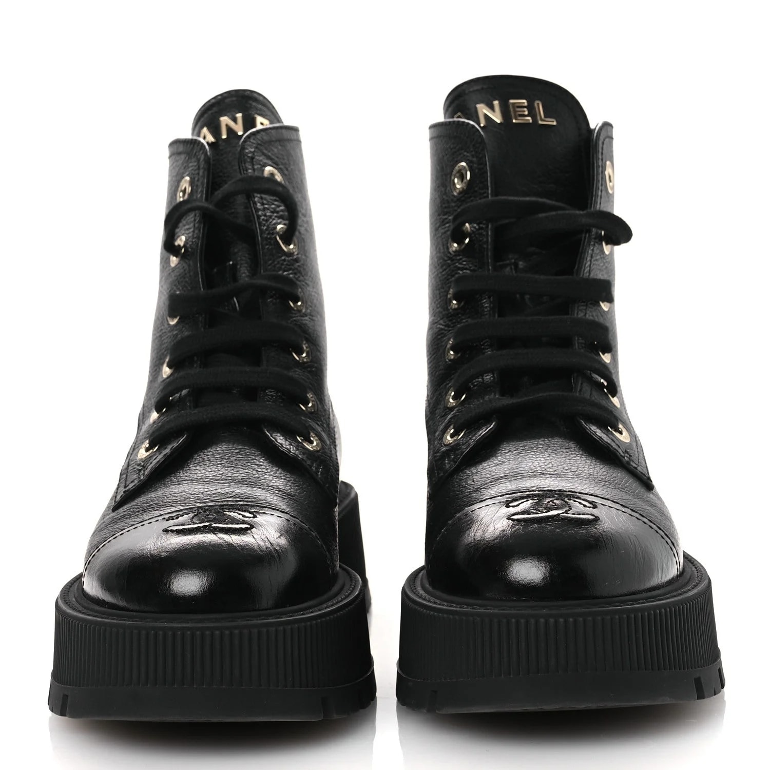 Grained Shiny CC Lace Up Combat 38.5 3