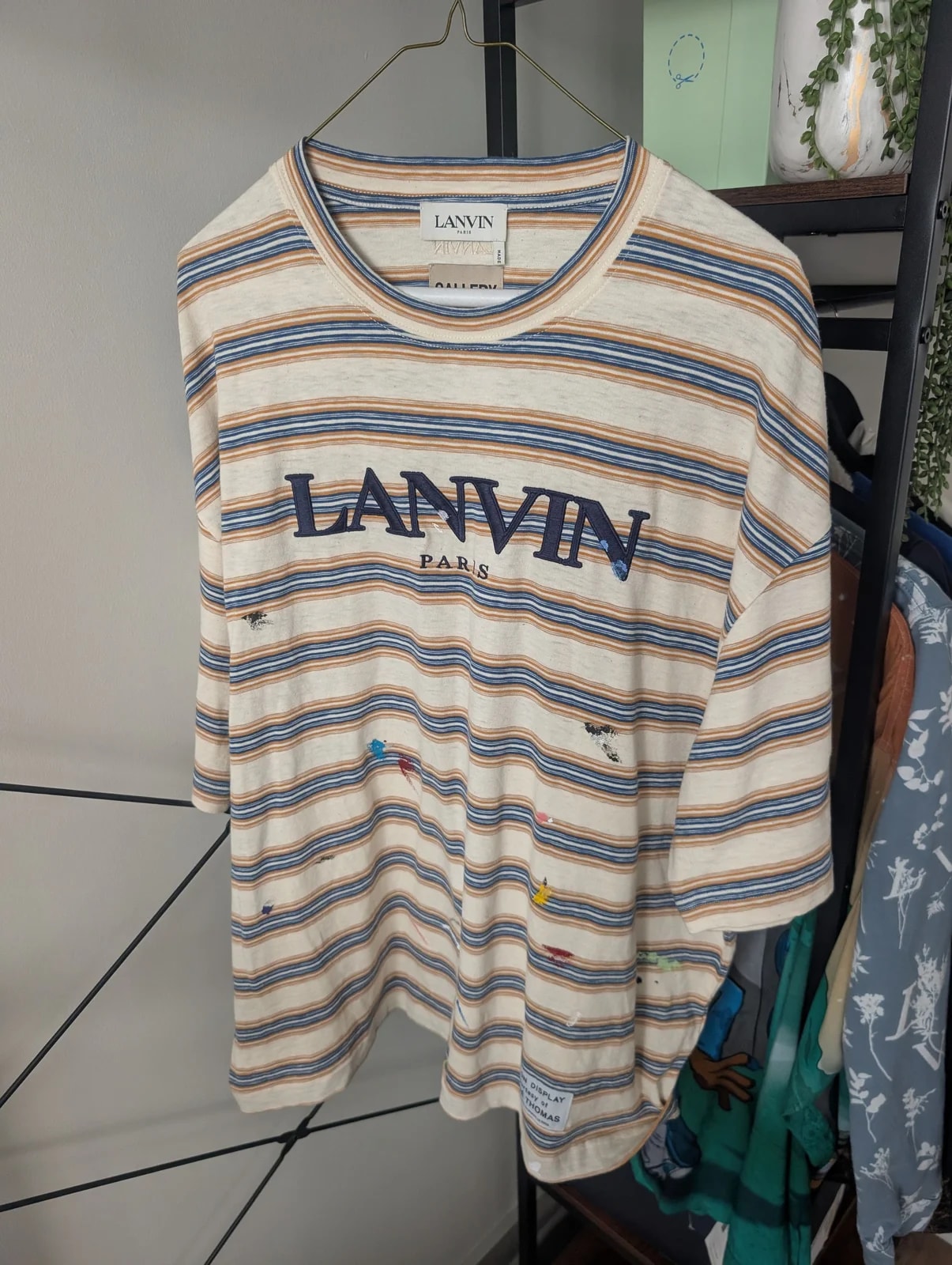 Lanvin — Gallery Dept Lanvin Striped Embossed Stitching Logo Shirt — streetwear — resale