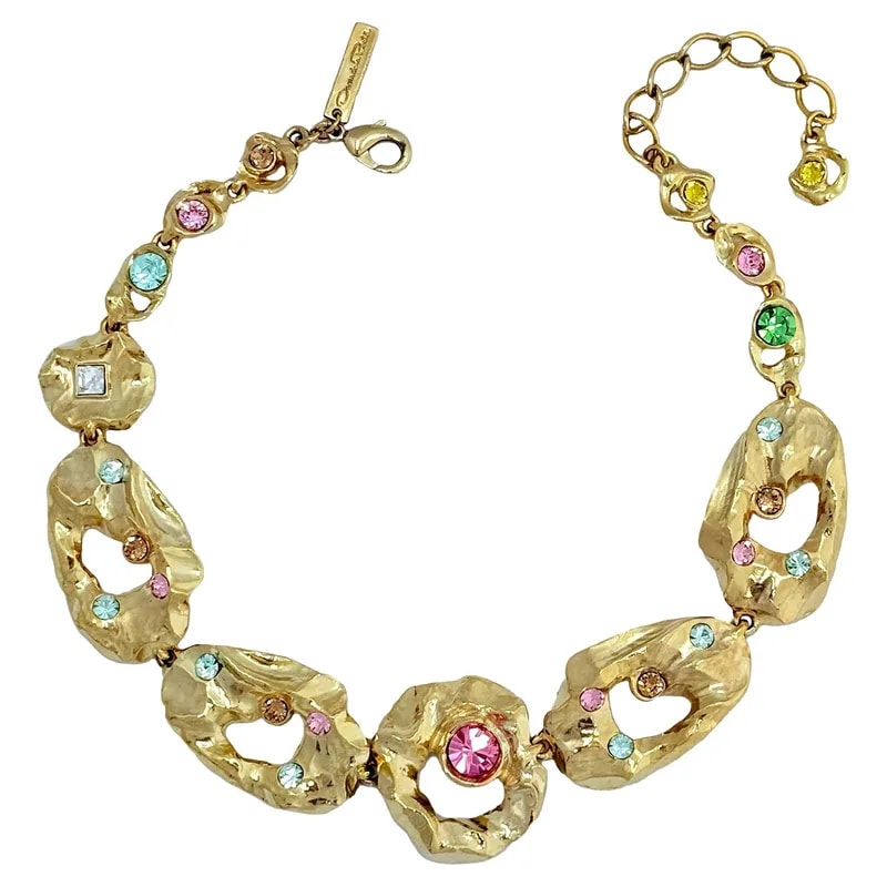 Oscar de la Renta — Oscar de la Renta Textured Metal and Hammered Collar 16" Long — Jewelry — resale
