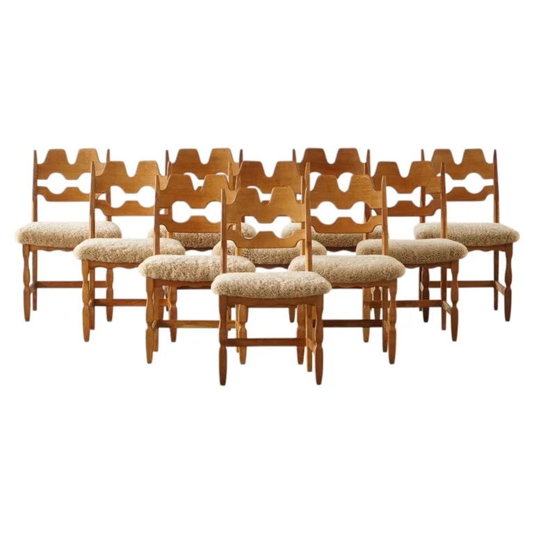 Set of 10 "Razorblade" By Henning Kjærnulf in & Lambswool, 1960s — Furniture — resale