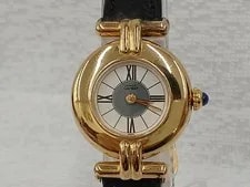 Cartier Vermeil Quartz 590002 Silver Case Leather Strap 2