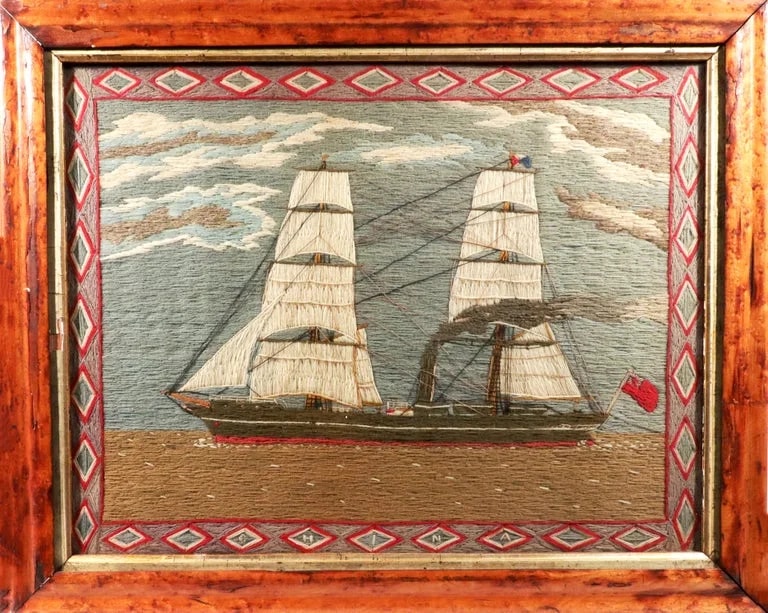 Victorian Sailor’s Woolwork Picture of the Merchant Ship ‘China’ Circa 1860–1875 — Furniture — resale