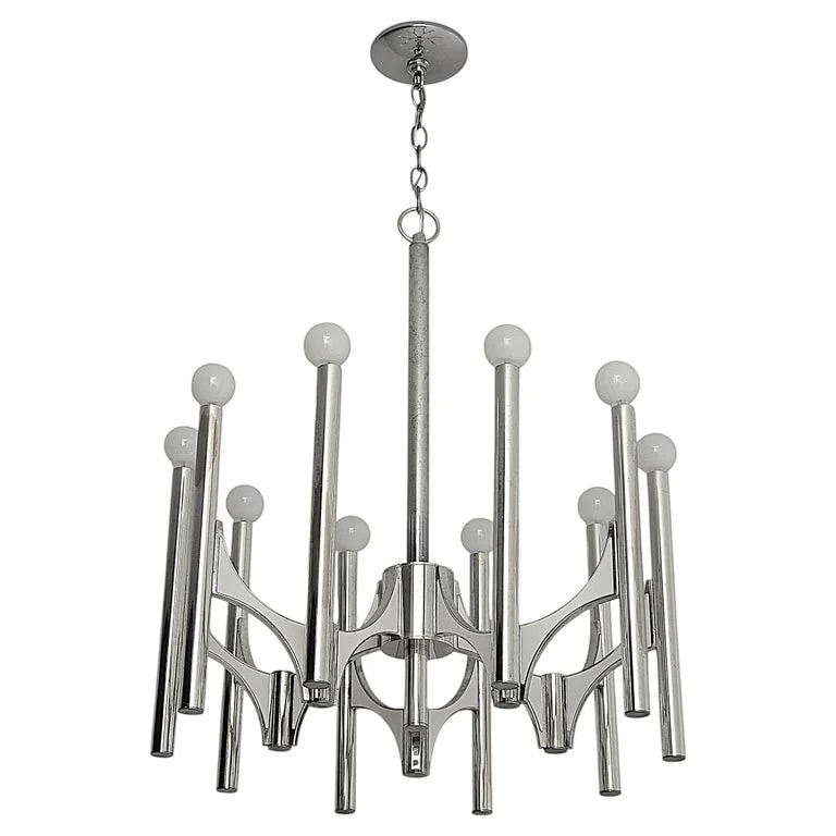 Gaetano Sciolari, Lightolier, Sciolari Lighting — 1970s Sciolari 'Orbit' 10 Arms Plated , Italy — lighting — resale