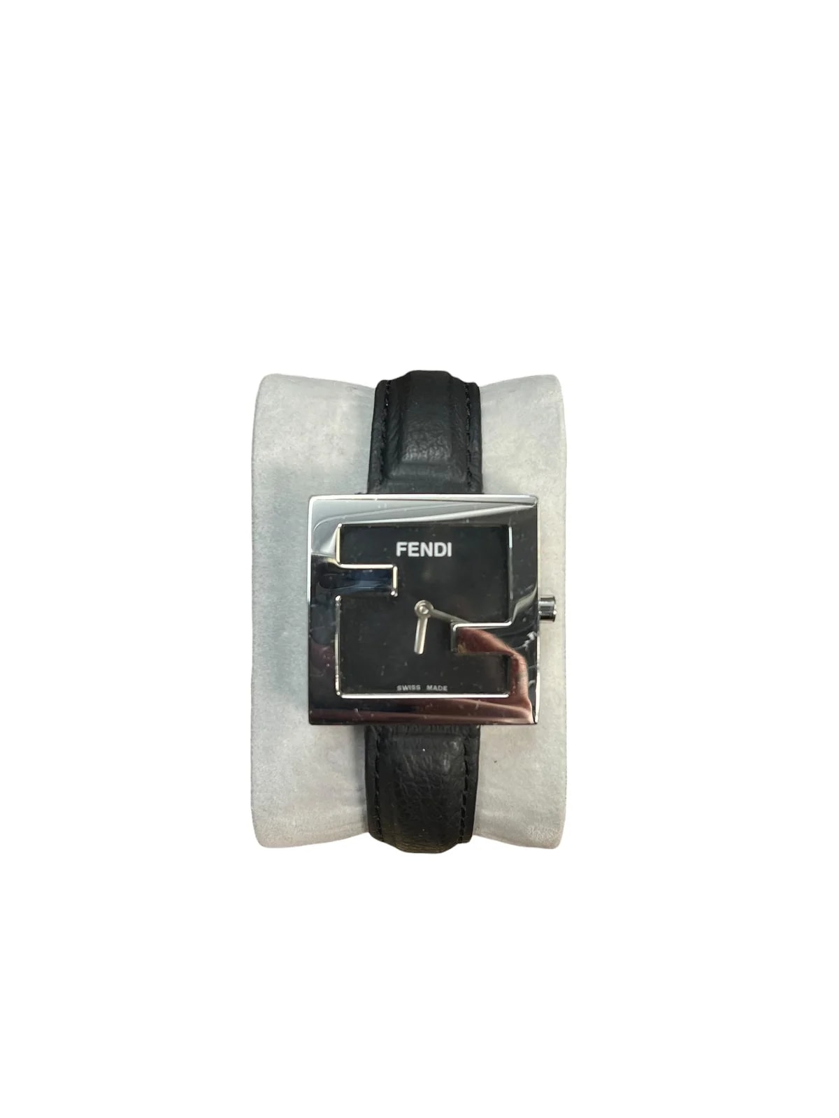 Fendi FF Black Dial Black Leather Strap 2