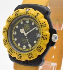 w/BOX [NearMINT] TAG Heuer Formula 1 380.513/1 Black Yellow Quartz #54 3