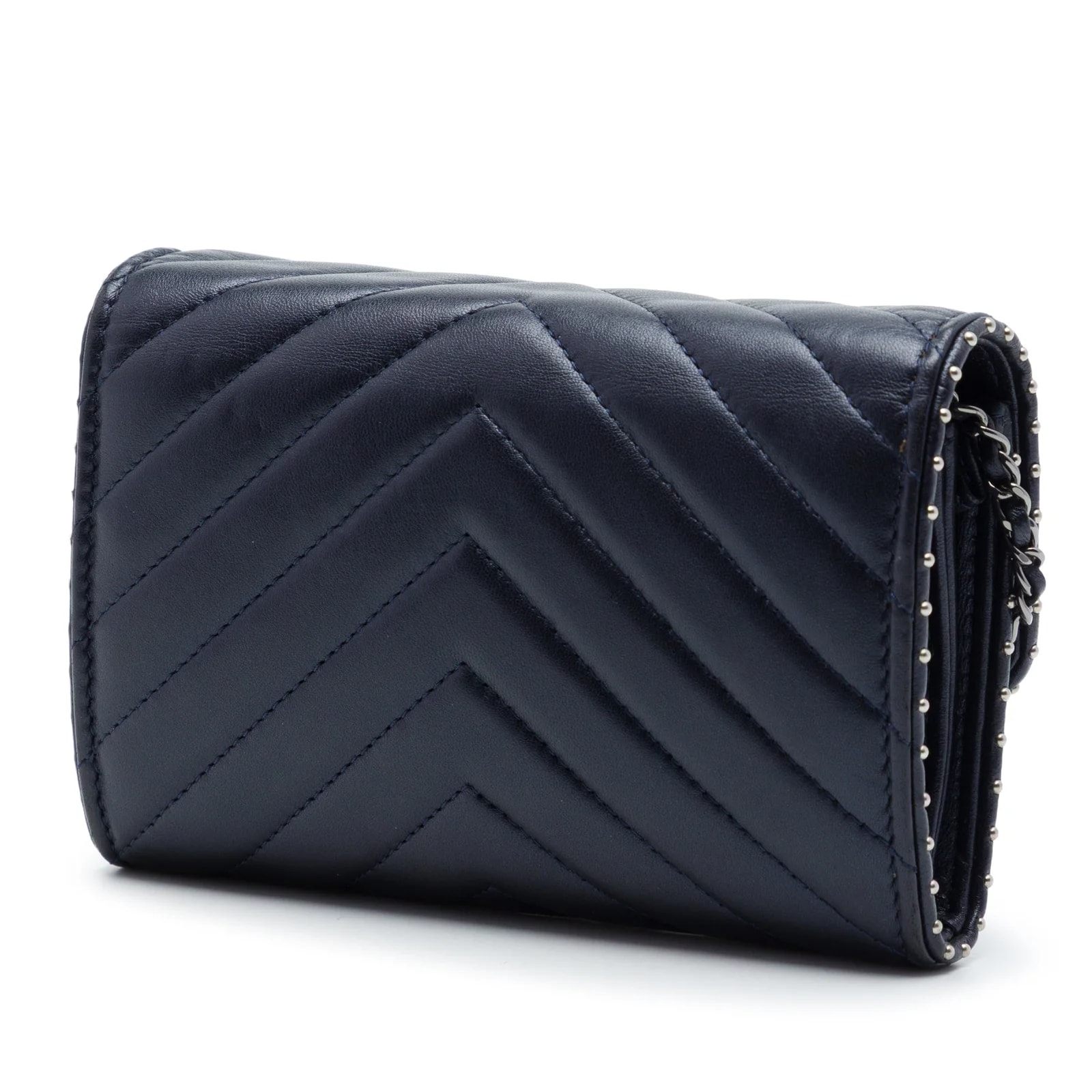 CC Chevron Studded Wallet on Chain 2