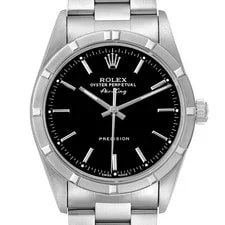 Rolex — Rolex Air King Steel Engine Turned Bezel Black Dial 14010 — Watch — resale