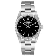 Rolex Air King Steel Engine Turned Bezel Black Dial 14010 2