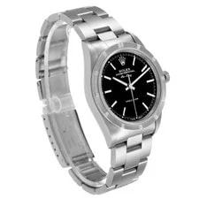 Rolex Air King Steel Engine Turned Bezel Black Dial 14010 3