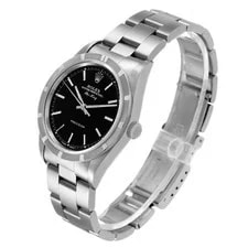 Rolex Air King Steel Engine Turned Bezel Black Dial 14010 4