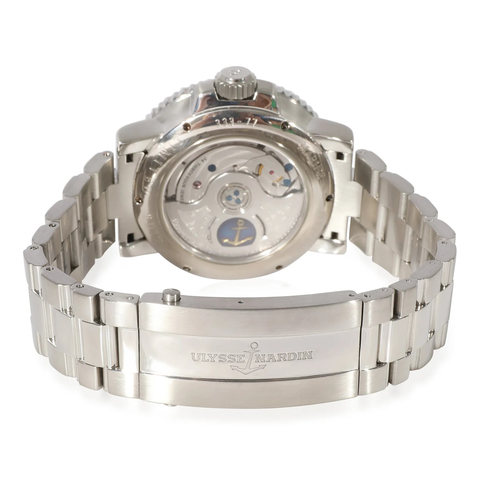 Ulysse Nardin Marine Aqua Perpetual 333-77 Stainless Steel Blue Wrist 2