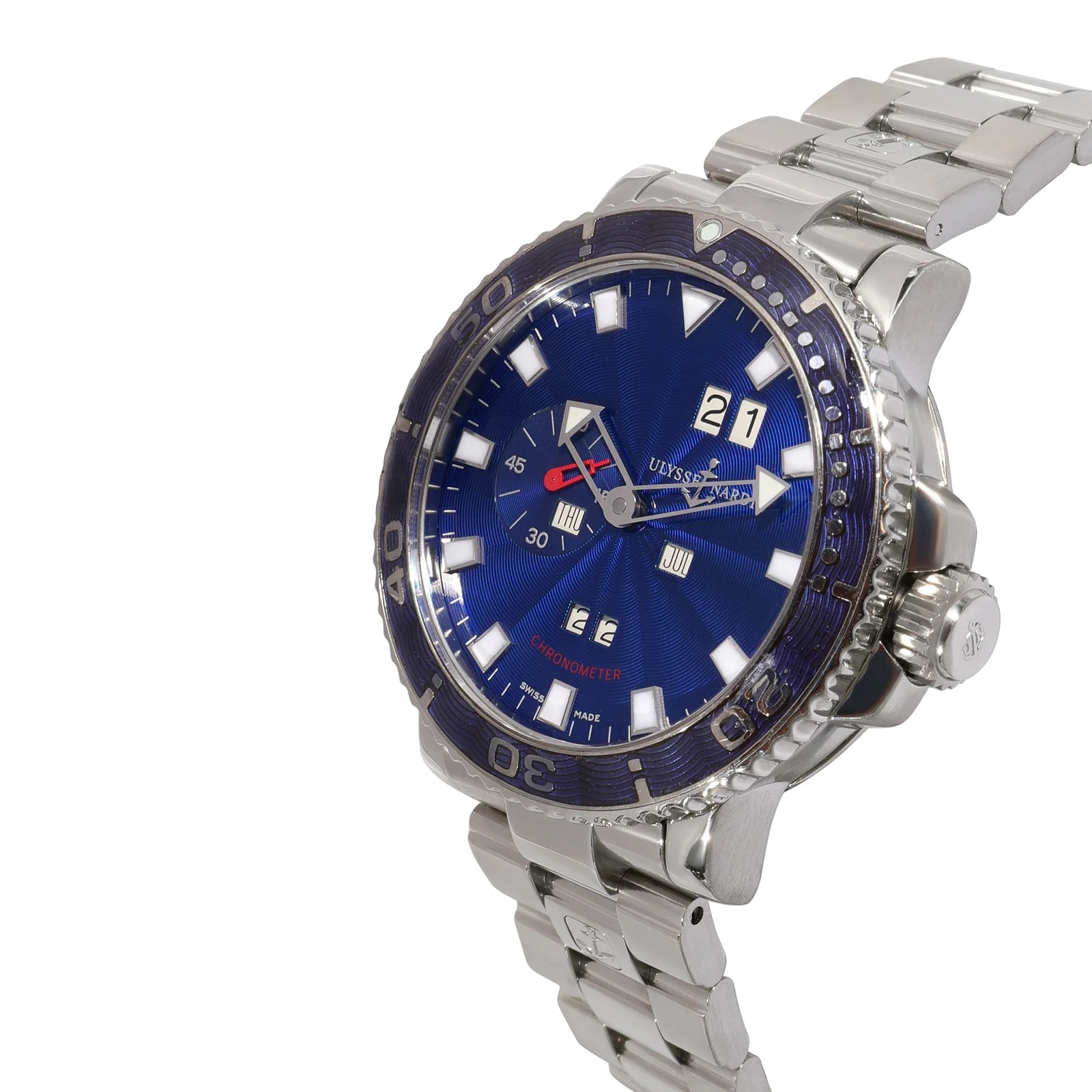 Ulysse Nardin Marine Aqua Perpetual 333-77 Stainless Steel Blue Wrist 3