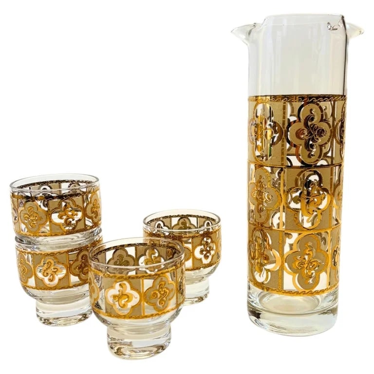 Culver Ltd. — Mid Century Culver Pitcher and 4 Cordial Glasses — decorative_object — resale