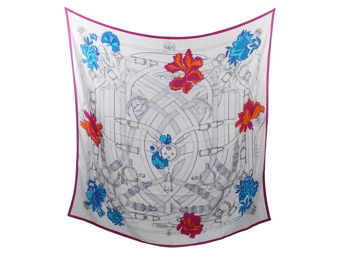 Hermès — Hermès Cavalcadour Fleuri Shawl 140cm — Accessory — resale