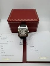 Cartier Santos 100 XL Silver Roman Dial Black Alligator W20073X8 Box Papers 3