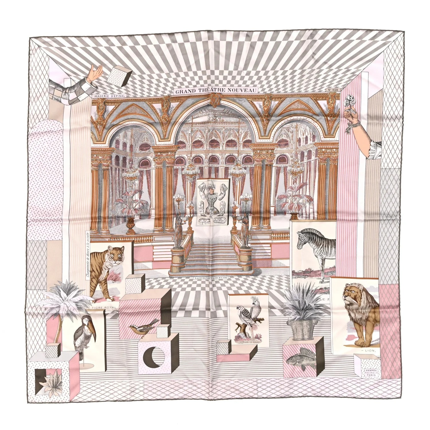 Hermès — Grand Theatre Nouveau Scarf 90 Pale Etoupe — Accessory — resale