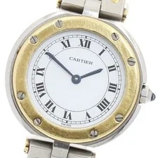 Cartier — Cartier Santos Round SM YG Bezel White Dial Quartz Watch_959536 — Watch — resale