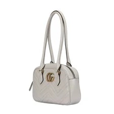 Gucci GG Marmont Double G Logo Zipper Closure Quilted Chevron 2