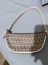 Fendi — Fendi Logo Zipper Accents Crescent — Handbag — resale