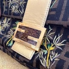 Unused Fendi Mamma Baguette Glitter Embroidery Hardware 4