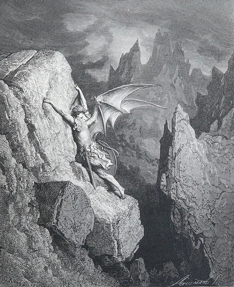 Gustave Doré — Large Original Antique Print By Gustave Doré, " Satan's Flight Through Chaos " — decorative_art — resale