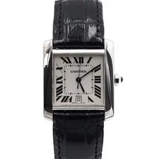 Cartier — Cartier 18K White Gold Tank Française Large Leather Band 152314530 — Watch — resale