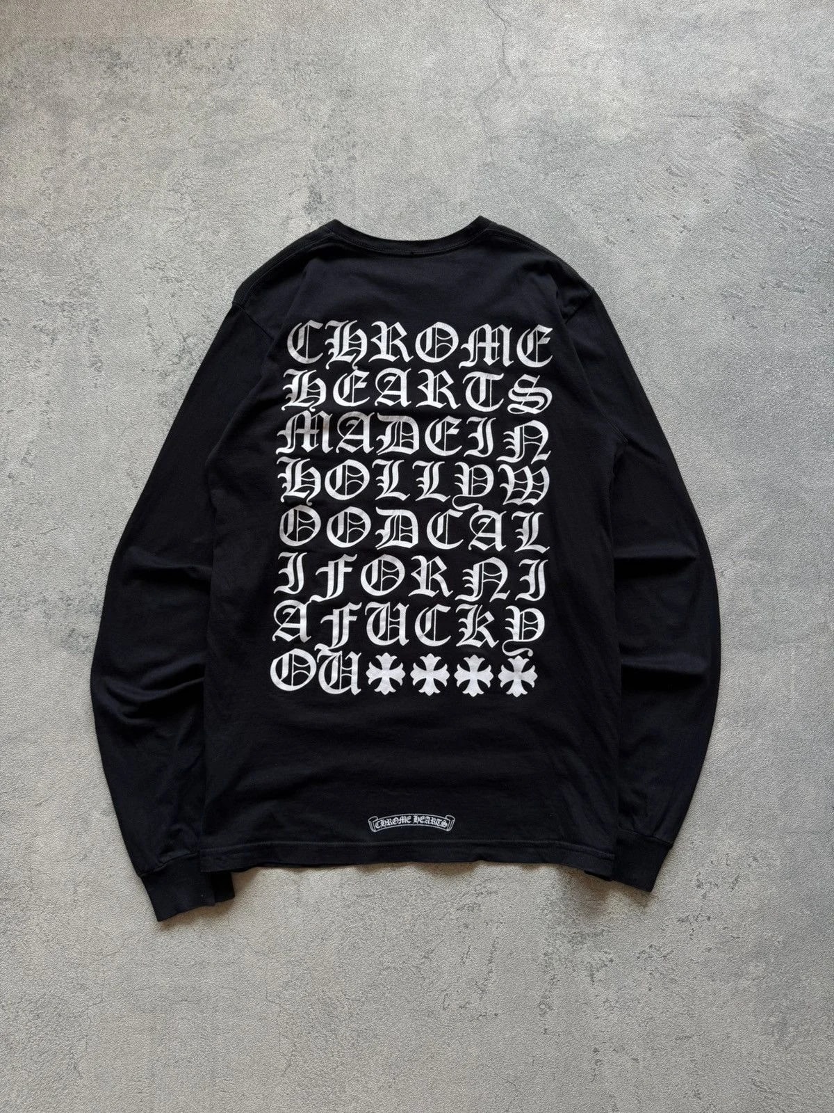 Chrome Hearts — Hearts Eye Chart Letter Longsleeve Pocket Tee — streetwear — resale