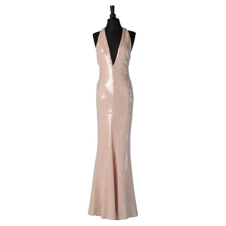 Alexandre Vauthier — Pale Backless Evening Dress With Transparent Sequin Alexandre — Clothing — resale
