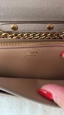 Prada Nude Logo Wallet on Braided Chain Crossbody 3