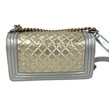 Chanel Metallic Quilted Medium Boy Flap Wom One Size 2