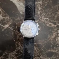 IWC Schaffhausen — IWC Schaffhausen Quartz Chronograph Date White Dial Black Leather Strap — Watch — resale
